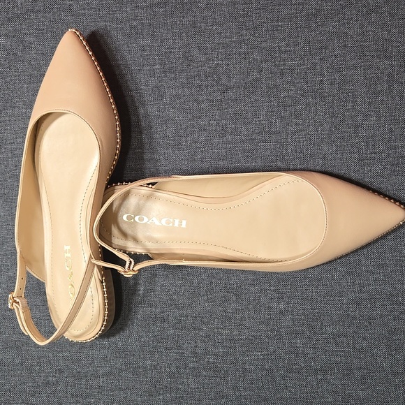 Coach VAE Leather Slingback Studded Flat Skimmers - Picture 1 of 8